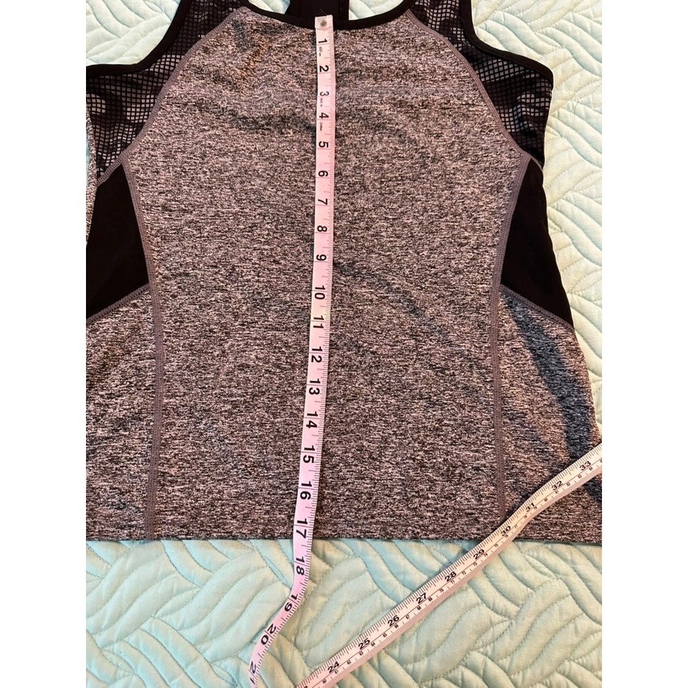Space Dye Mesh Racerback Activewear Tank Top Heather Gray Black L/XL RN148903 - Picture 4 of 6